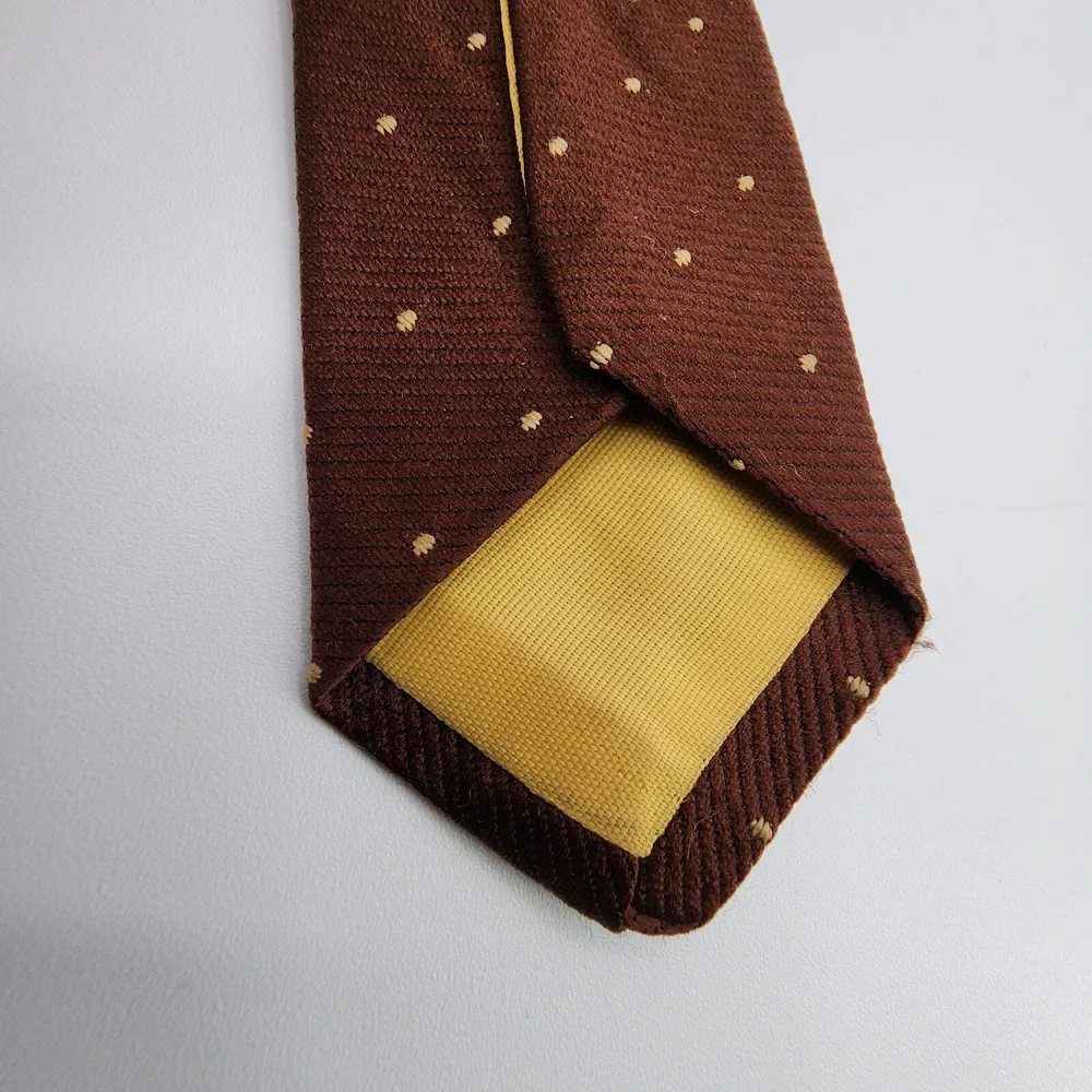 Vintage Golden‎ Clasp By Prince Consort Tie Brown Eagle Dot Polyester Fabric 57